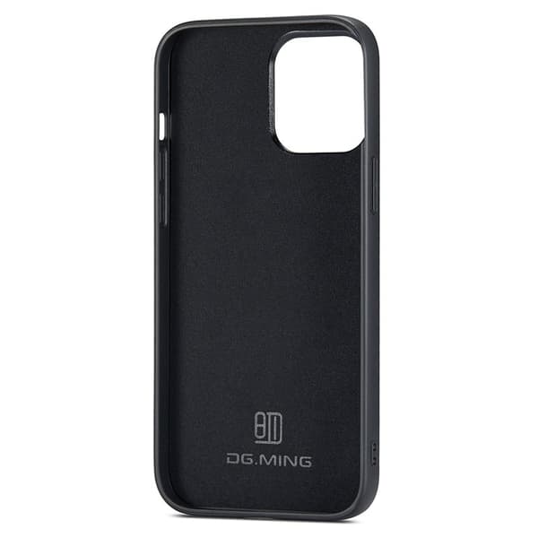 DG.MING Mobilskal till iPhone 14 Pro PU Läder + PC + TPU Glittrig Svart