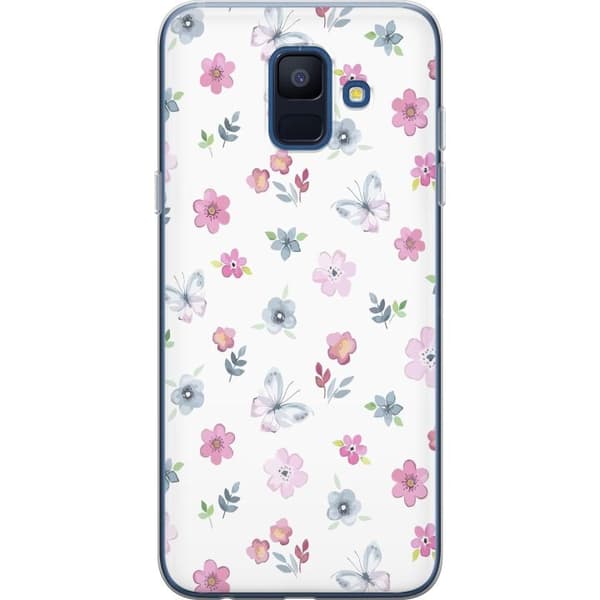 Mobilcover til Samsung Galaxy A6 (2018) med blomster og sommerfugle