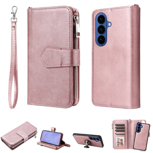Plånboksfodral för Samsung Galaxy S26 Plus Magnetiskt Konstläder - Roséguld
