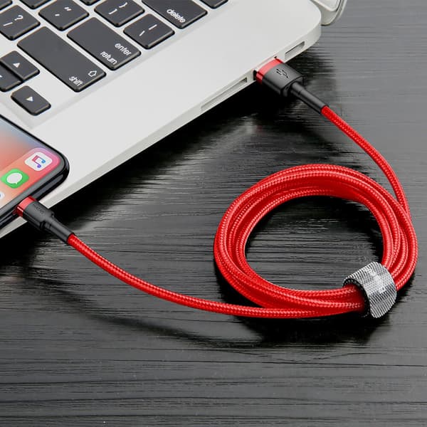 Baseus Cafule USB-A till Lightning kabel QC 3.0 1.5 A 2m Röd Red