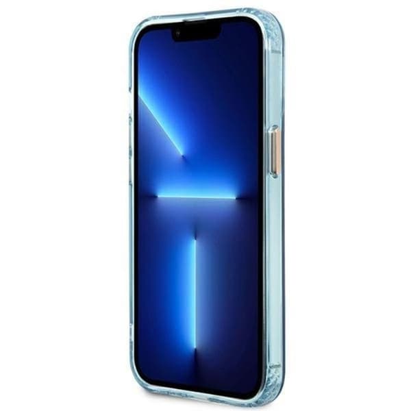GUESS iPhone 13 Pro Skal MagSafe Guld Outline Translucent - Blå Blå