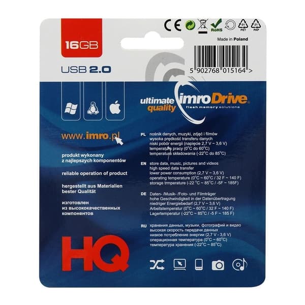 Imro Bærbar Hukommelsespendrive Sort 16GB Black