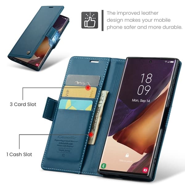 CASEME Plånboksfodral Konstläder för Samsung Galaxy Note20 Ultra - Blå