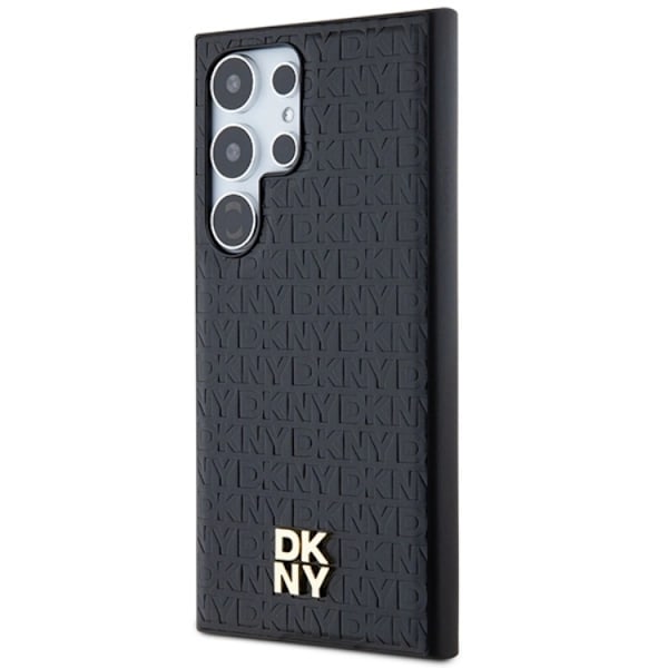 DKNY Galaxy S24 Ultra Mobilskal Magsafe Läder Pattern Metal Logo Svart
