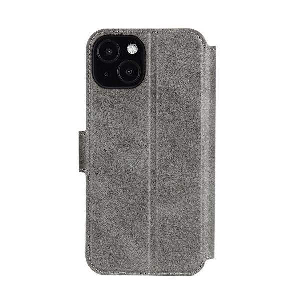BOOM iPhone 14 Plus Plånboksfodral Calfskin - Grå