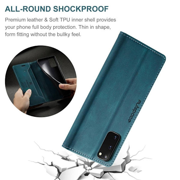 AUTSPACE A01 Plånboksfodral för Samsung Galaxy S20 Konstläder - Blå