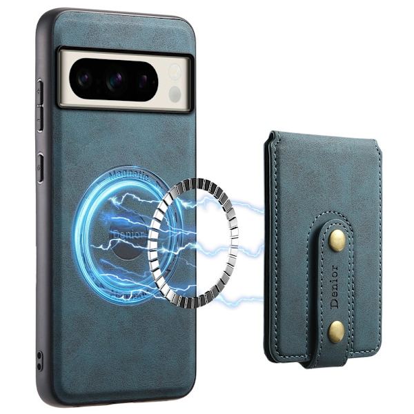DENIOR D14 Google Pixel 8 Pro Magnetfodral Kortväska PC+TPU Blå