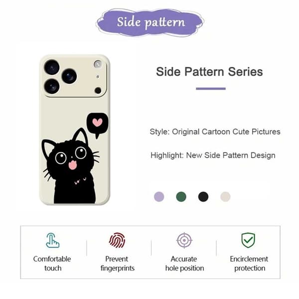 Mobilskal till iPhone 17 Pro Max Love Black Cat Pattern - Svart Svart