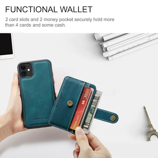 JEEHOOD Mobilskal till iPhone 11 Shockproof Wallet RFID-Skydd Blå