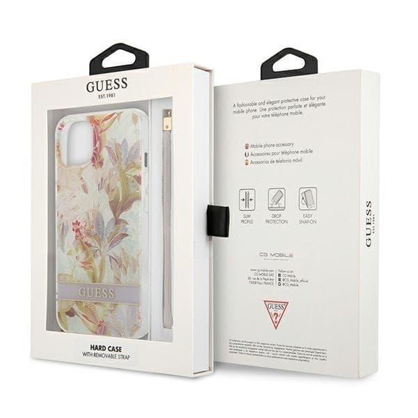 Guess iPhone 13 Mini Skal Flower Strap - Lilla Lila