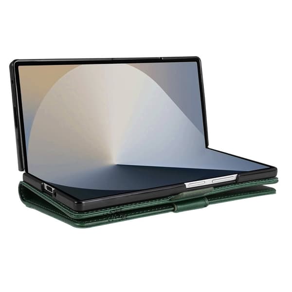 AZNS Galaxy Z Fold 7 Plånboksfodral Cowhide Läder - Grön Grön
