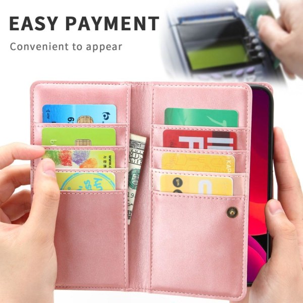 Useita korttipaikkoja aitoa nahkaa oleva lompakkokotelo iPhone 12 Mini - R