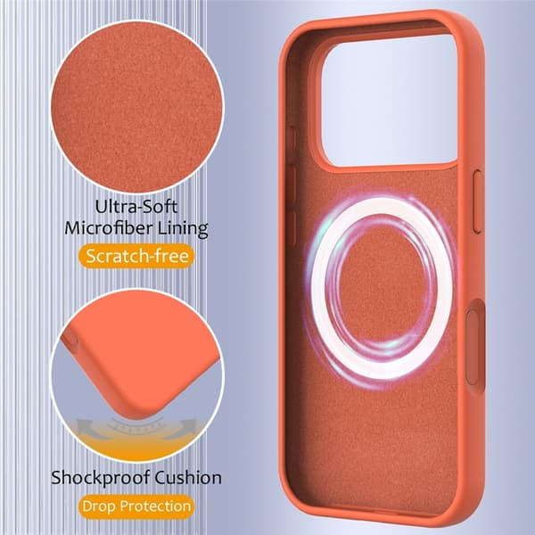 Mobilskal till iPhone 17 Pro Max MagSafe Silikon Anti-Drop - Orange Orange