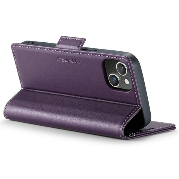 CASEME Plånboksfodral Konstläder för iPhone 15 Plus RFID-Skydd Lila