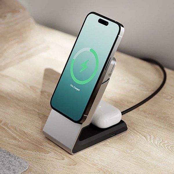 ALOGIC 2-in-1 Trådlös Laddare MagSafe med Bordsdocka - Grå