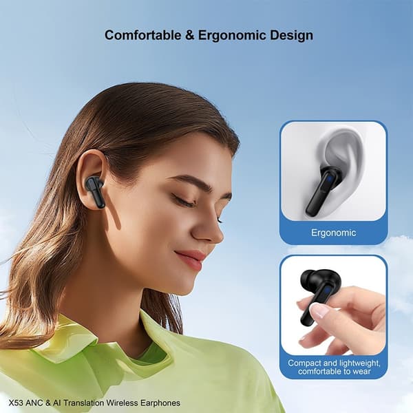 XUNDD TWS Trådlösa Hörlurar In-Ear Bluetooth ANC AI X53 - Vit Vit
