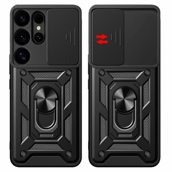 Telefontaske til Galaxy S25 Ultra Hybrid Armor Camshield - Lyserød Rosa