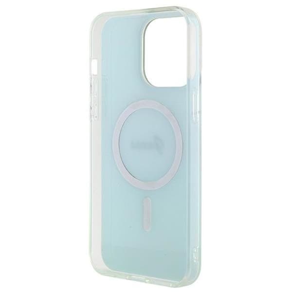 Guess iPhone 15 Pro -puhelinkuori Magsafe IML Iridescent - turkoosi Blå