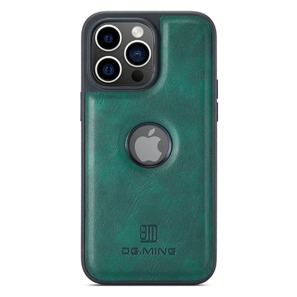 DG.MING Mobilskal till iPhone 12 Pro Max Logo View Grön PU Läder+PC+TPU