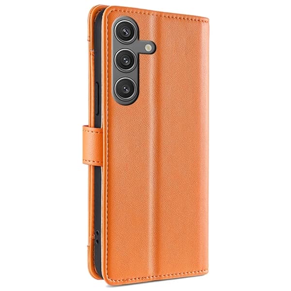 Galaxy S24 Konstläder Plånboksfodral med 2 Rem - Orange Orange