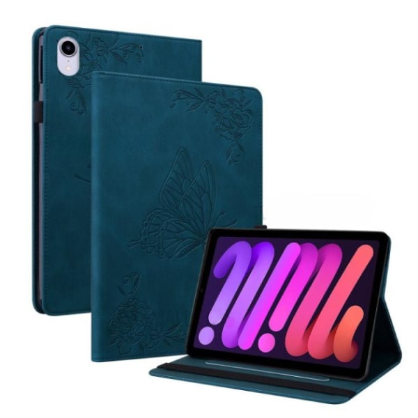 iPad mini 6 (2021) -kotelo, painettu perhonenkukka - sininen