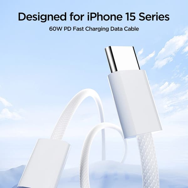 Joyroom USB-C til USB-C Kabelben Serie 60W 1m - Hvid Vit