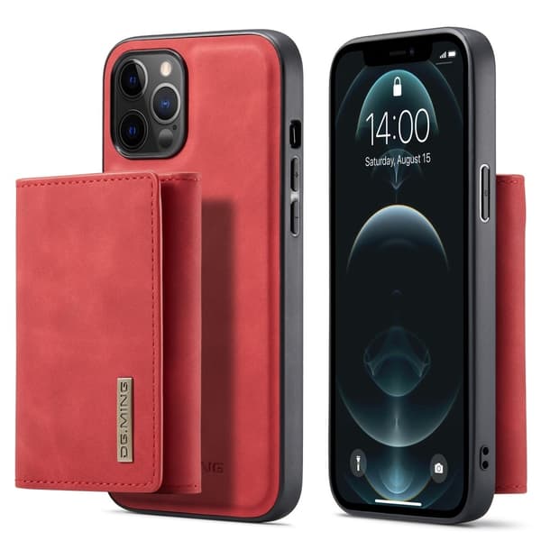 DG.MING iPhone 13 Pro Max Skal samt Wallet med Kickstand - Röd Red