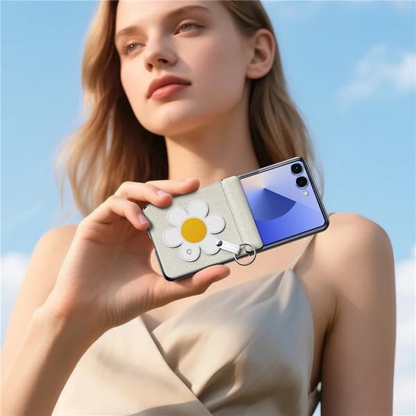 DUX DUCIS Mobilskal till Galaxy Z Flip 7 Ringhållare Luvy - Daisy Vit