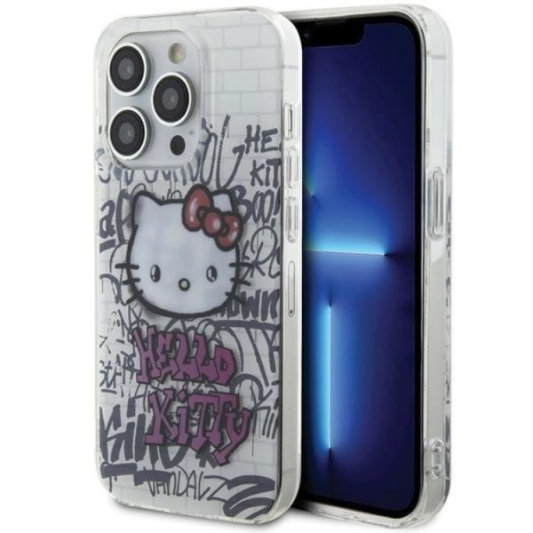 Hello Kitty iPhone 13 Pro Max Mobile Cover Bricks Graffiti - valkoinen
