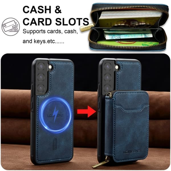 LC.IMEEKE L6 för Samsung Galaxy S22+ Plånboksfodral Konstläder - Blå