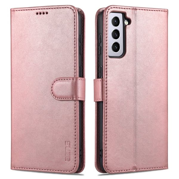 AZNS Samsung Galaxy S24+ Plånboksfodral Shockproof Konstläder - Roséguld