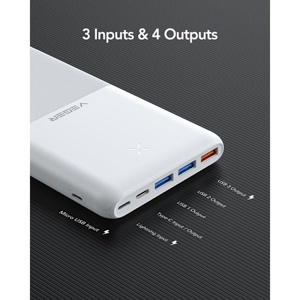 VEGER Powerbank 20000 mAh 20W PD QC 3.0 3A S22 - Vit
