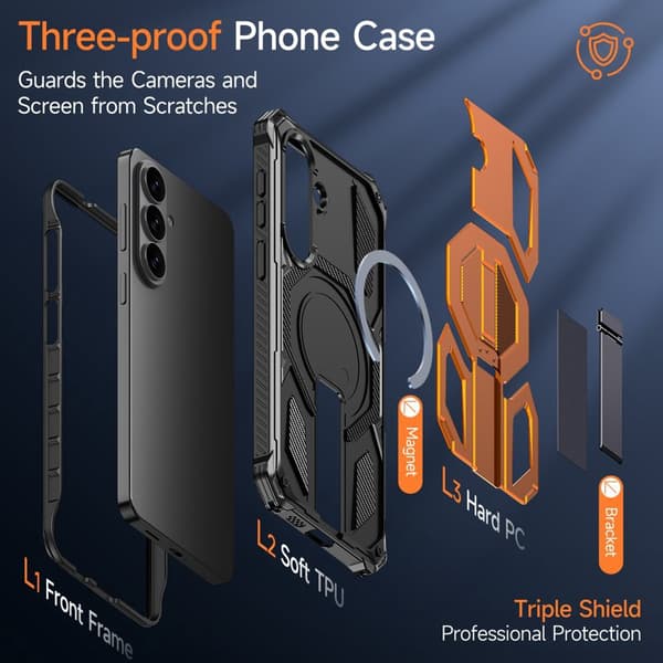 Mobilskal för Samsung Galaxy S26 Plus Magnetiskt TPU + PC Kickstand - Orange
