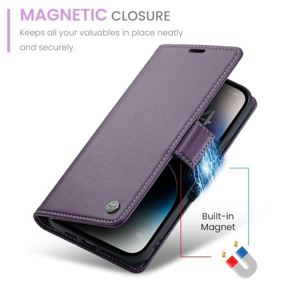 CASEME Plånboksfodral Konstläder för iPhone 15 Pro Max - Lila