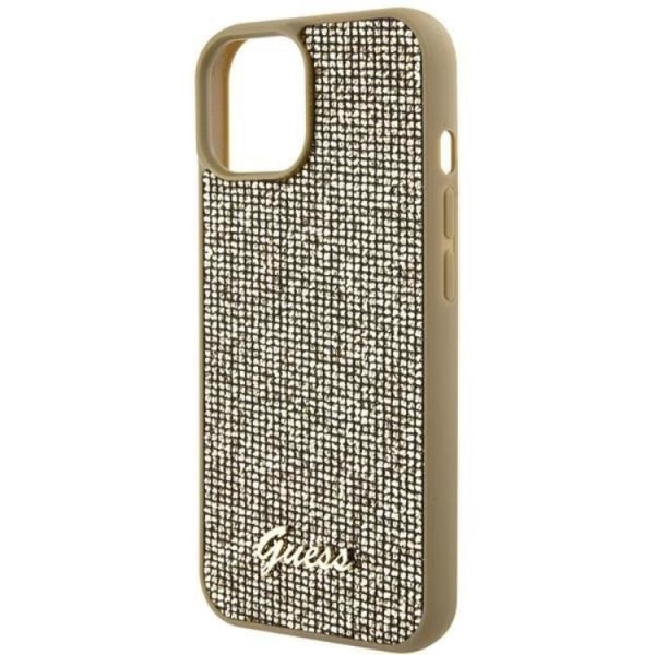 Guess iPhone 15 Mobilskal Disco Metal Script - Guld