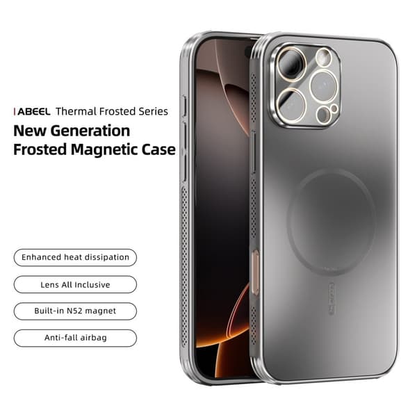 ABEEL Mobilskal till iPhone 16 Pro Magnetiskt TPU PC Kylmatte Grå