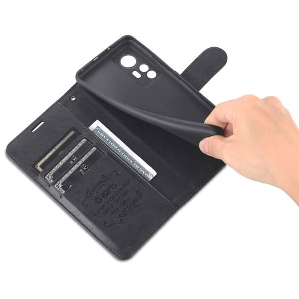 AZNS Xiaomi 12 Lite Plånboksfodral Konstläder - Svart