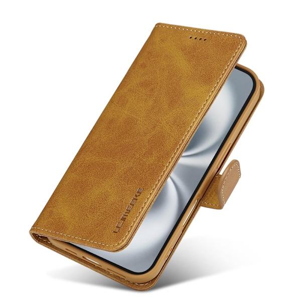 LC.IMEEKE iPhone 17 Plånboksfodral Calf Texture Konstläder - Gul