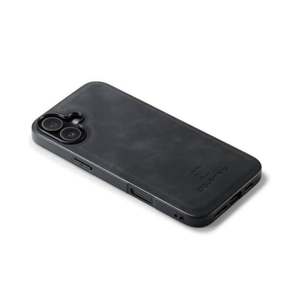 DG.MING Mobilskal till iPhone 17 PU Läder PC + TPU Hybrid - Svart