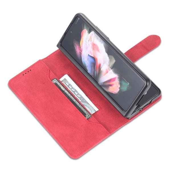 AZNS Samsung Galaxy Z Fold3 Plånboksfodral Konstläder - Röd