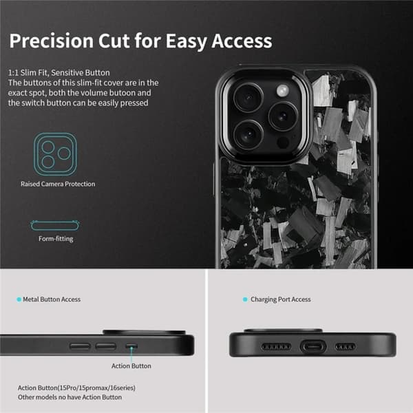 Mobilskal till iPhone 16 Pro Max MagSafe Aramid Fiber med metallbåge - Grön Grön
