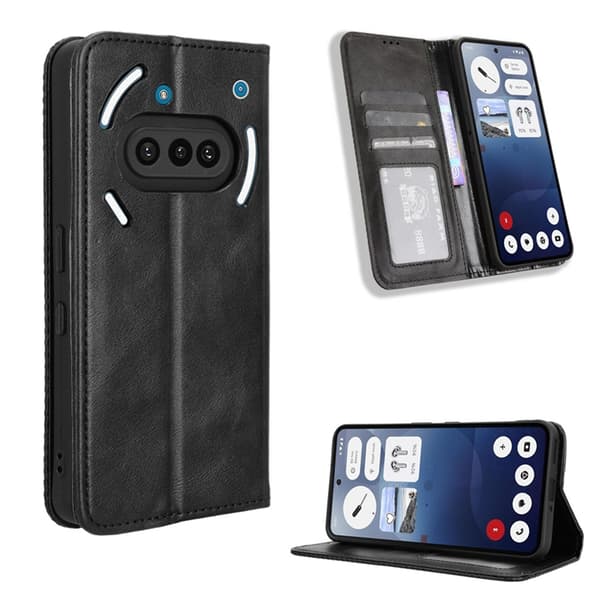 Nothing Phone (3a) Plånboksfodral Retro Kickstand - Svart Svart