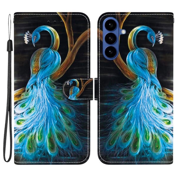 Plånboksfodral för Samsung Galaxy S26 Plus Mönstertryckt Konstläder - Påfågel