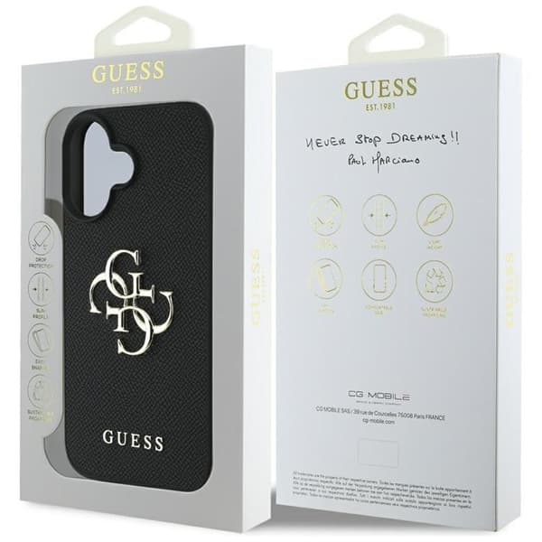 Guess Mobilskal till iPhone 16 Grained Big 4G Small Classic Logo - Svart Black