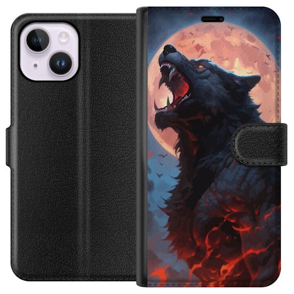 Plånboksfodral till Apple iPhone 15 Plus med Ylande varg
