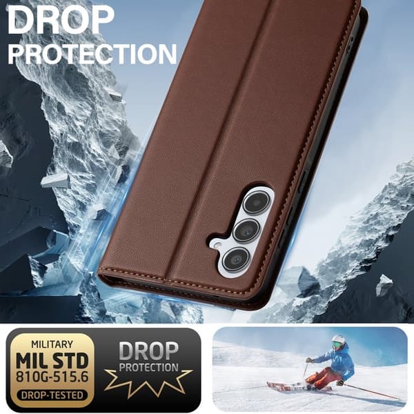 LC.IMEEKE L1 Series Samsung Galaxy A35 Plånboksfodral Konstläder - Brun