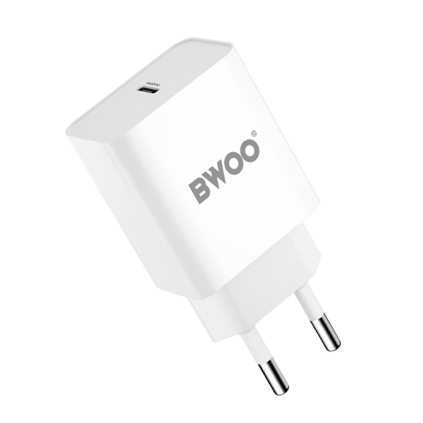 BWOO Hurtig Vægoplader 20W PD USB-C - Hvid Vit