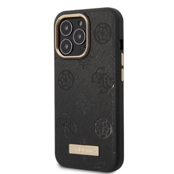 Guess iPhone 13 Pro Skal Magsafe Peony Logo Plate - Sort Black