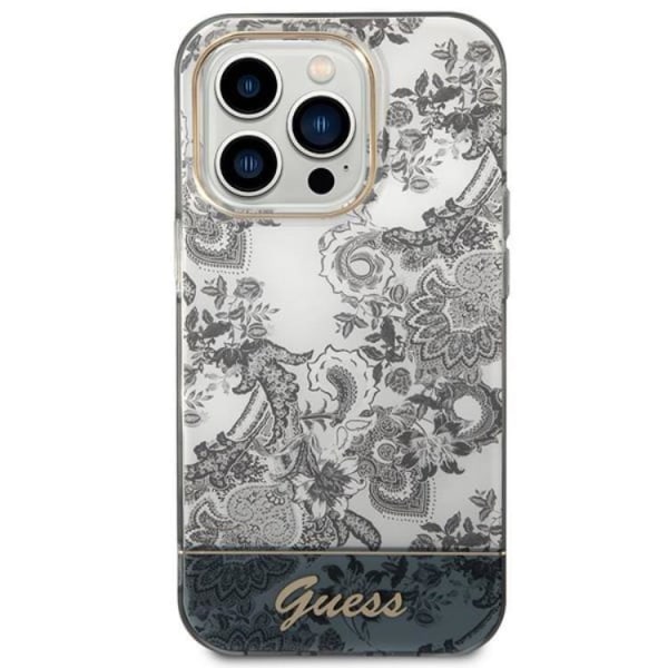 GUESS iPhone 14 Pro Case Posliinikokoelma - harmaa