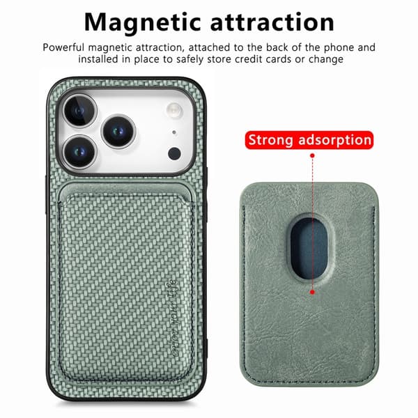 Mobilskal till iPhone 17 Pro Detachable Korthållare - Grön Grön